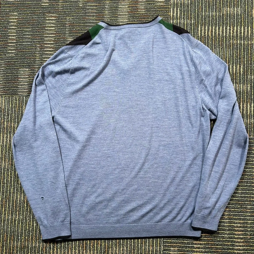 Brooks Brothers Sweater XL Blue Argyle Saxxon Wool St Andrews Links V-Neck